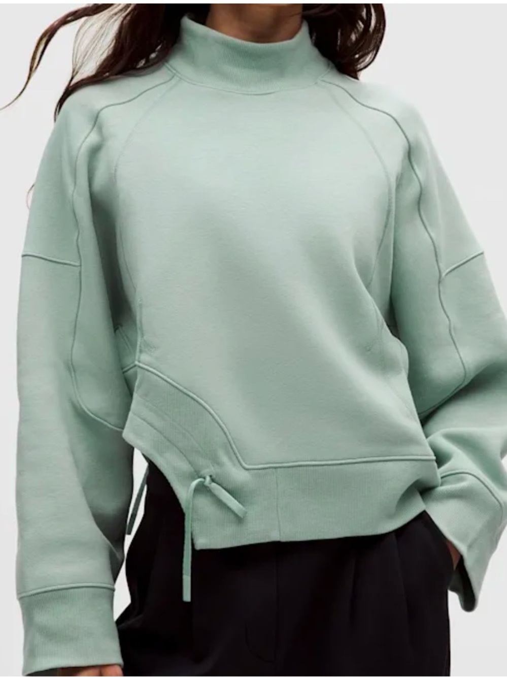 Lululemon Mint Green Mock Neck Curved Hem Pullover Sweatshirt Top - Women